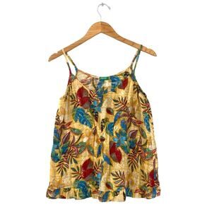 United Colors of Benetton Tropical Tank Top Women's Size Small Floral Metallic